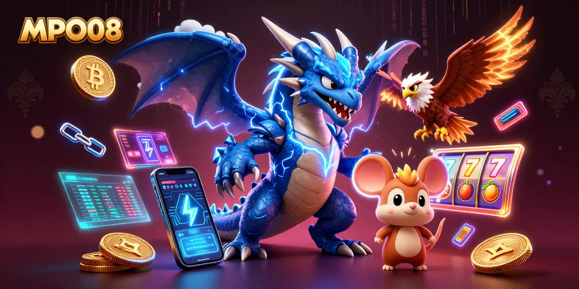 MPO08 players enjoy immersive slot games amid vibrant digital riches and electrifying characters.