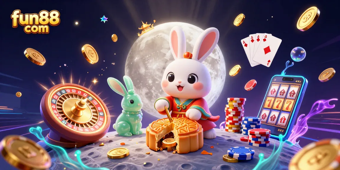 Experience exciting gaming with fun88 com, featuring the moon rabbit and casino elements in an enchanting scene.