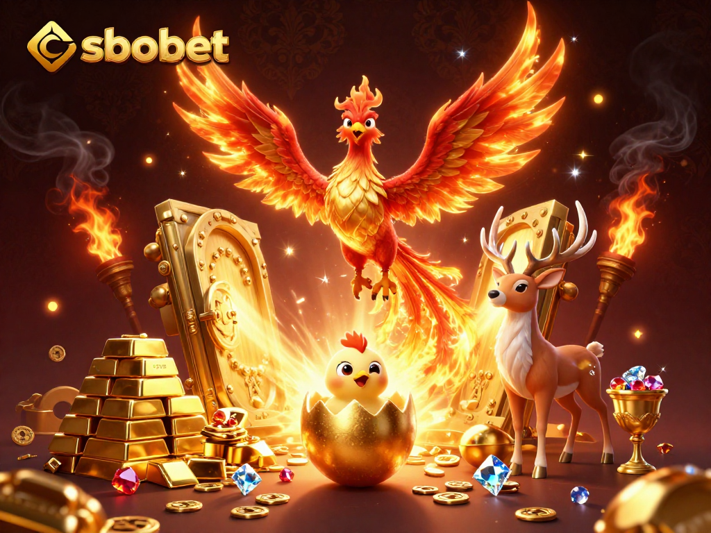 SboBet offers thrilling sports betting action with enchanting phoenix illustration and treasures