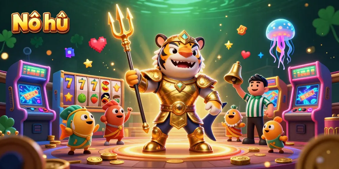 Nổ hũ slot machines in an underwater scene with a fierce tiger shark and colorful game elements.