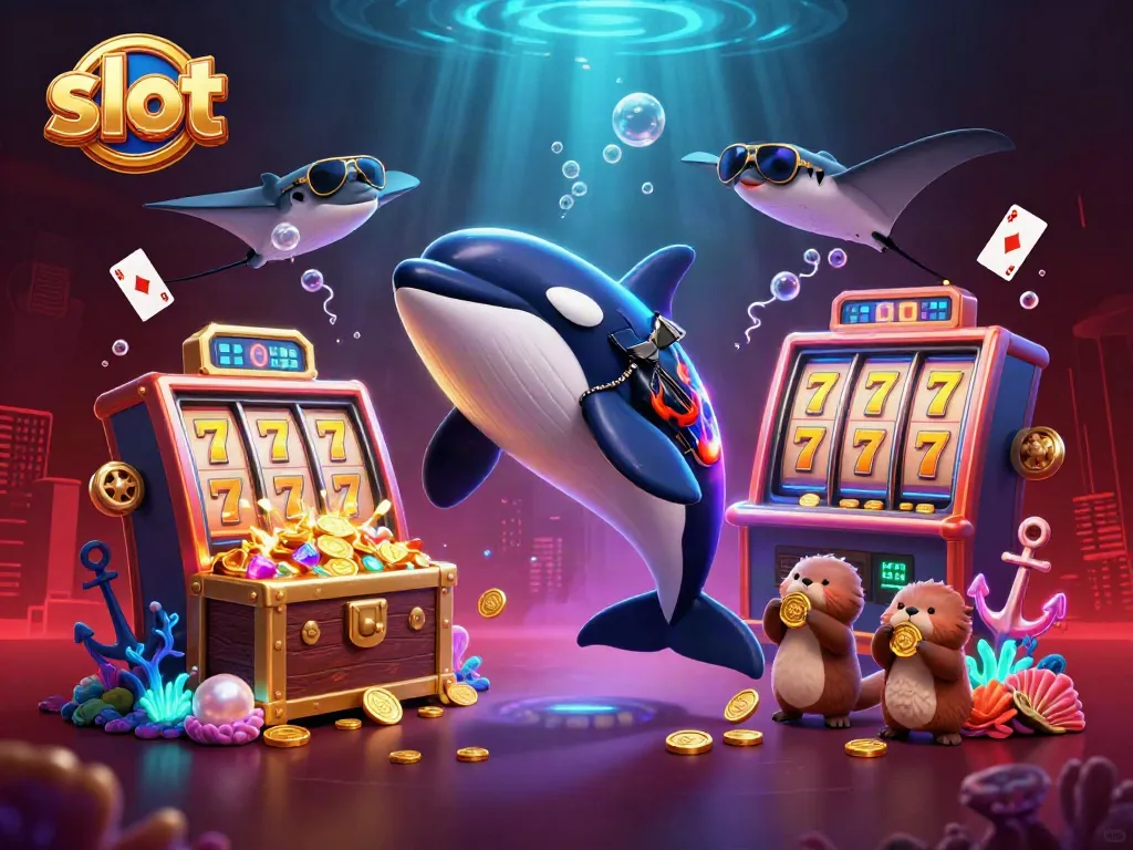 Engaging scene showcasing slot gaming excitement with cartoon characters and vibrant casino elements.