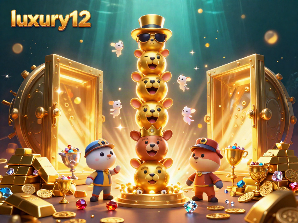 Experience luxury12 with a vibrant 3D casino scene, featuring a golden totem and treasure.