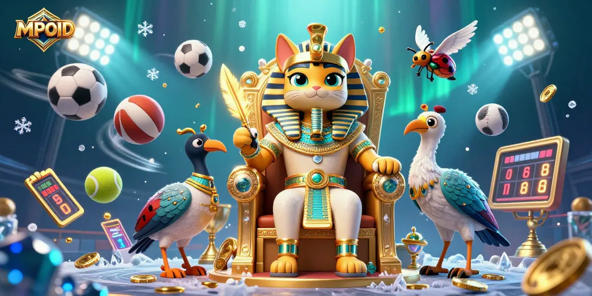 Engage with MPOID's immersive online casino experience featuring vibrant 3D characters and dynamic sports elements.