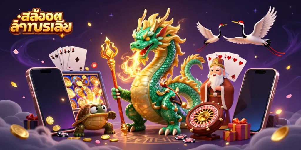 เกมสล็อตทดลองเล่นลุ้นโชค พร้อมมังกรมหาอำนาจและการ์ตูนนักปราชญ์