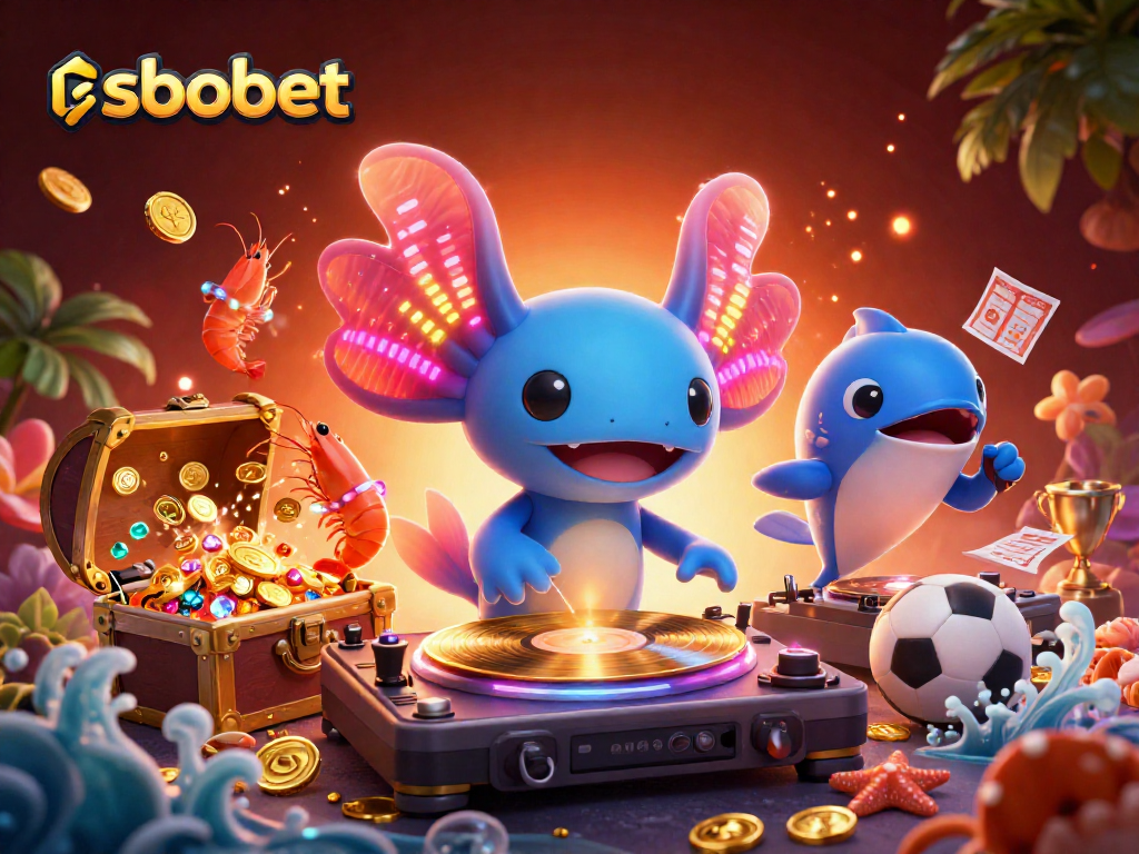 Engage with sbobet as a vibrant axolotl DJ sets the stage for exciting sports betting underwater.