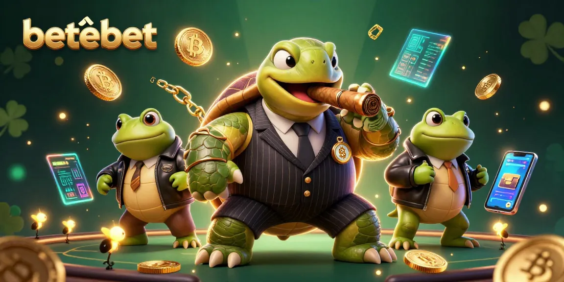 Experience thrilling gaming at betebet with our cartoon turtle mobster leading the fun.