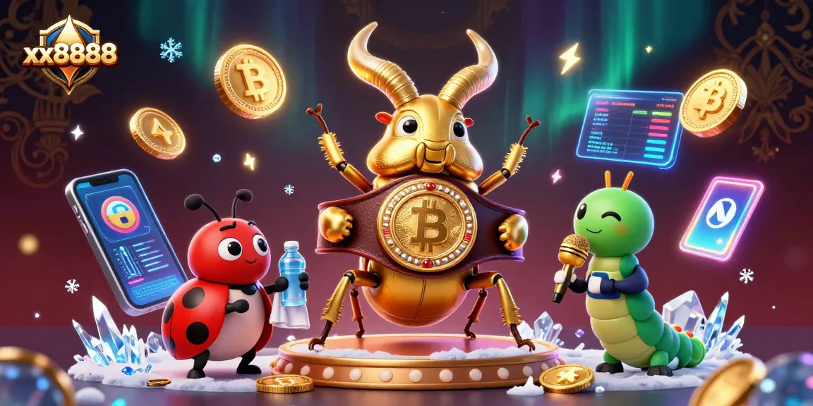 Experience the thrill of xx8888 with a golden stag beetle champion and crypto elements.