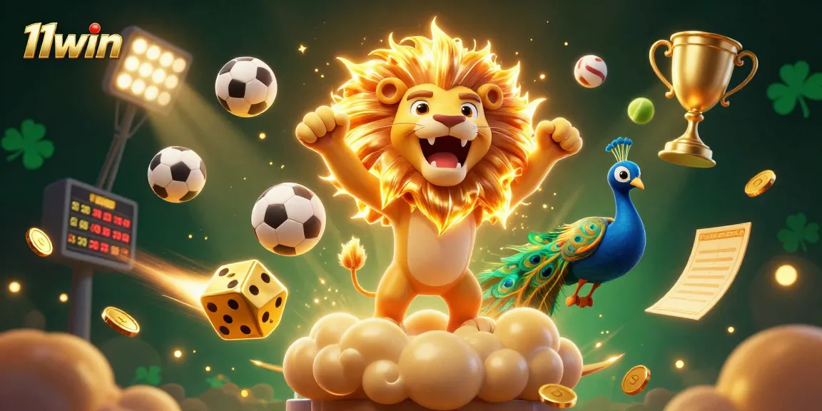 Engage with 11win's thrilling sports betting scene featuring vibrant characters and dynamic game elements.