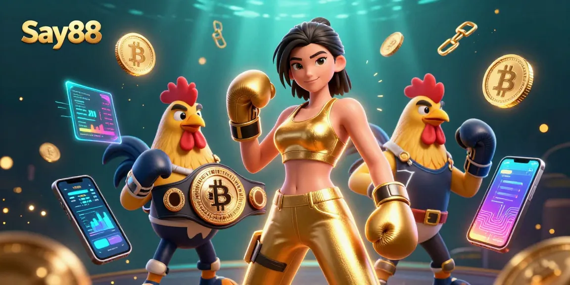 Experience excitement and winnings at Say88 casino with vibrant 3D digital art showcasing dynamic gaming elements.