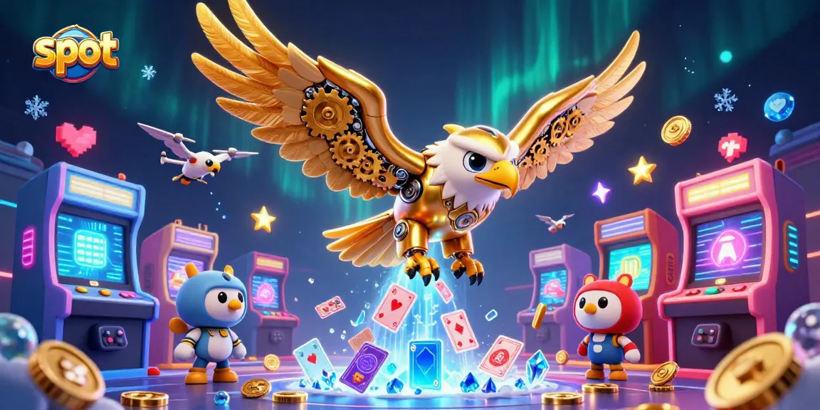 Menangkan slot gacor dengan beragam simbol keberuntungan dan mesin permainan arcade di latar belakang yang menyenangkan.