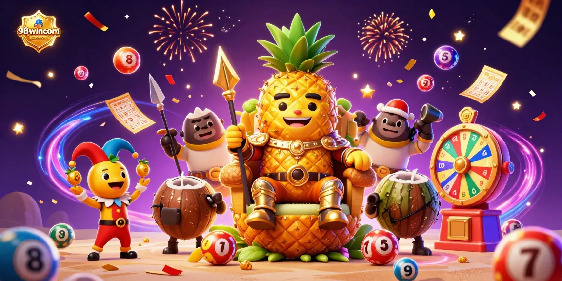 Engage with vibrant games at 98wincom, with golden characters celebrating a dynamic casino event.