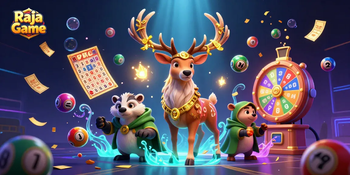 Experience the thrill of Raja Game with vibrant lottery elements and magical characters.