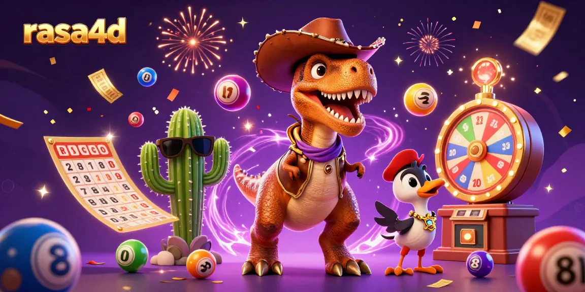 Mengguncang lotere di dunia rasa4d dengan kartu bingo T-Rex dan hujan uang.