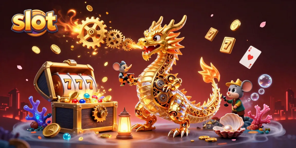 Spin to win with slot reels and a golden dragon in an exciting casino scene.