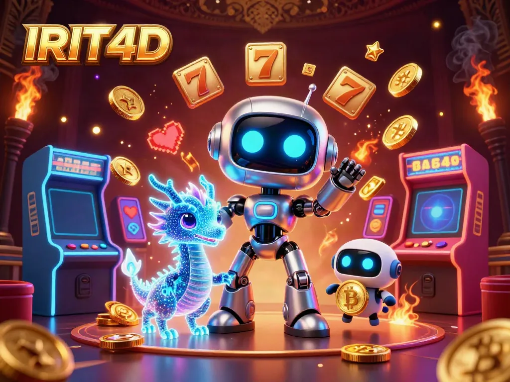 Play exciting slot games with IRIT4D's vibrant animation featuring a robot and a dragon.