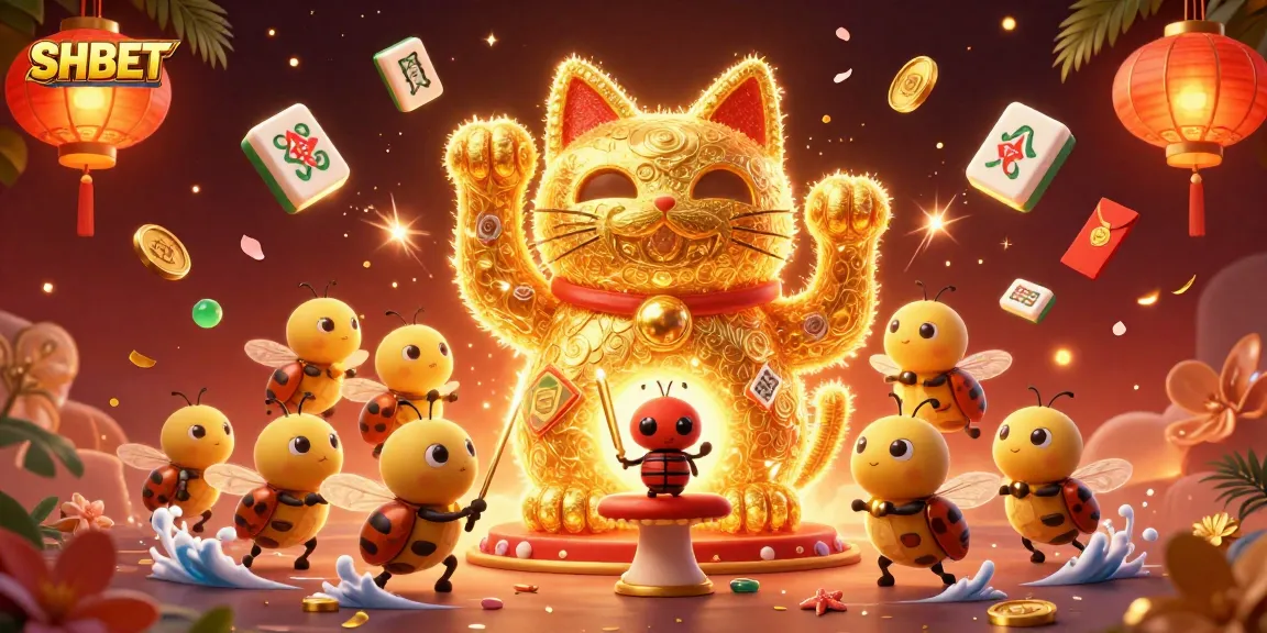 Experience the excitement of SHBET with a vibrant illustration featuring a lucky cat and casino symbols.