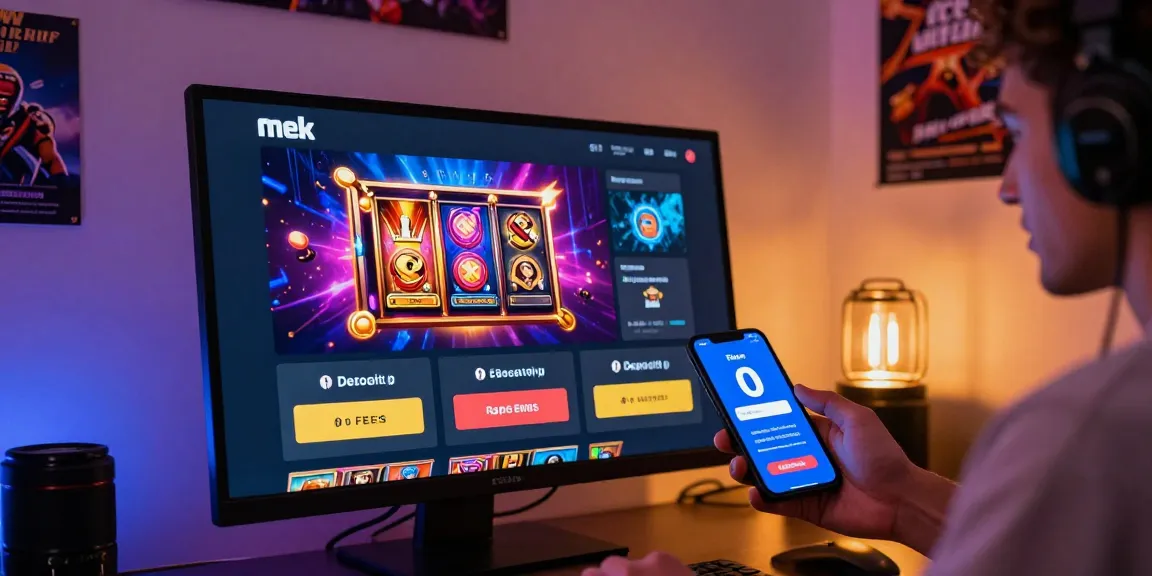User interacting with deposit pulsa tanpa potongan options on a vibrant online gaming platform, showcasing user-friendly interface and dynamic slot games.