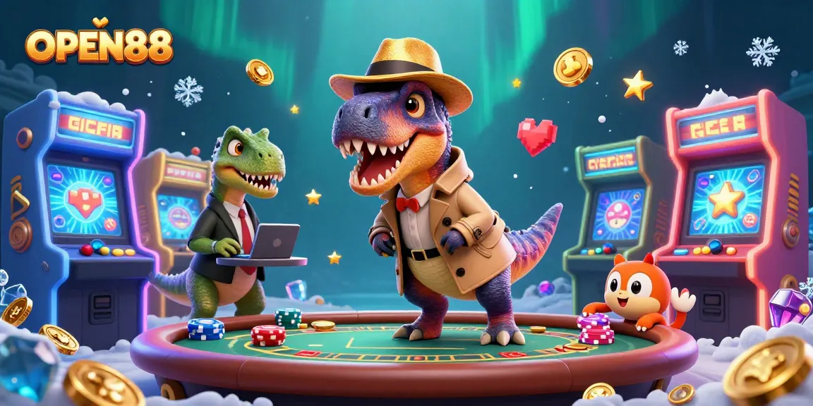 OPEN88 velociraptor card counter engaging at a blackjack table in a vibrant casino atmosphere.