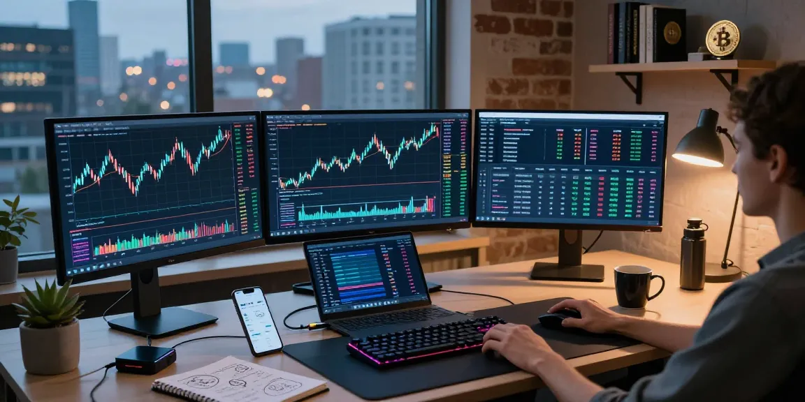Playexch247 trading desk setup with cryptocurrency charts, digital wallet, and advanced trading tools.