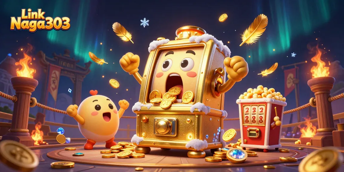 Experience the thrill of jackpots with Link Naga303's animated slot machine celebration.