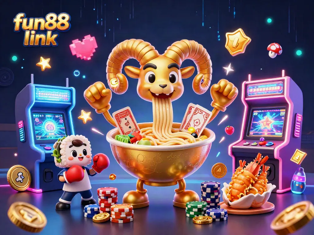 Experience the excitement of betting at Fun88 link with this vibrant casino-themed illustration.