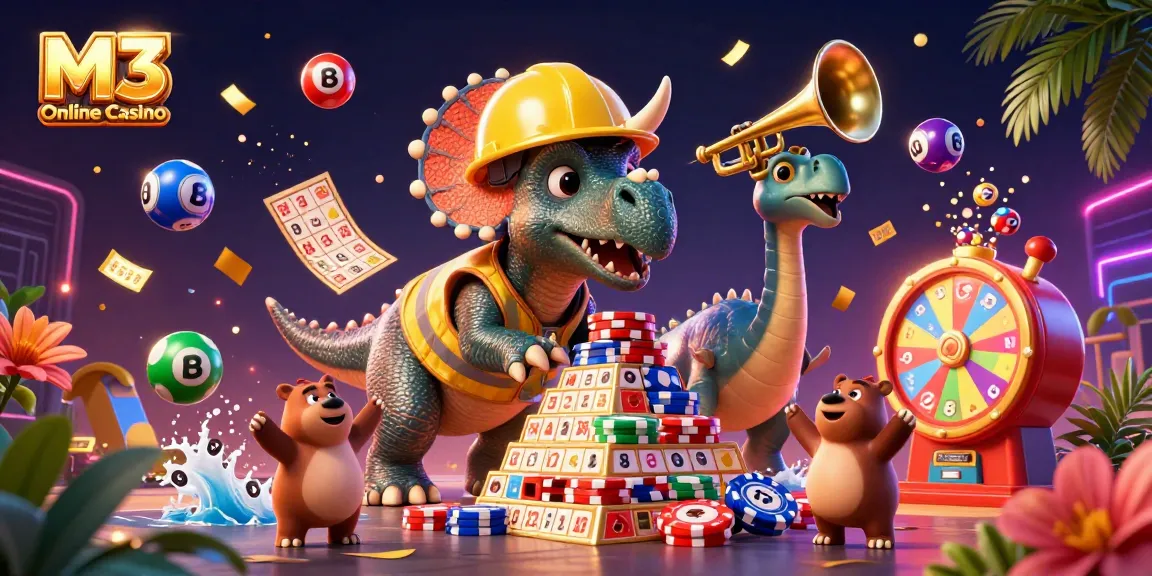 M3 Online Casino brings the excitement of gaming alive with a vibrant 3D scene full of lottery elements.