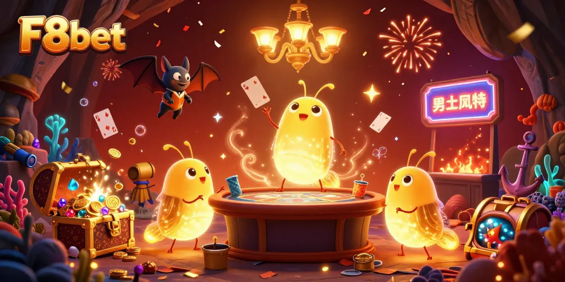 F8bet's vibrant casino scene with glowworms illuminating the cave, engaging players with gameplay excitement.