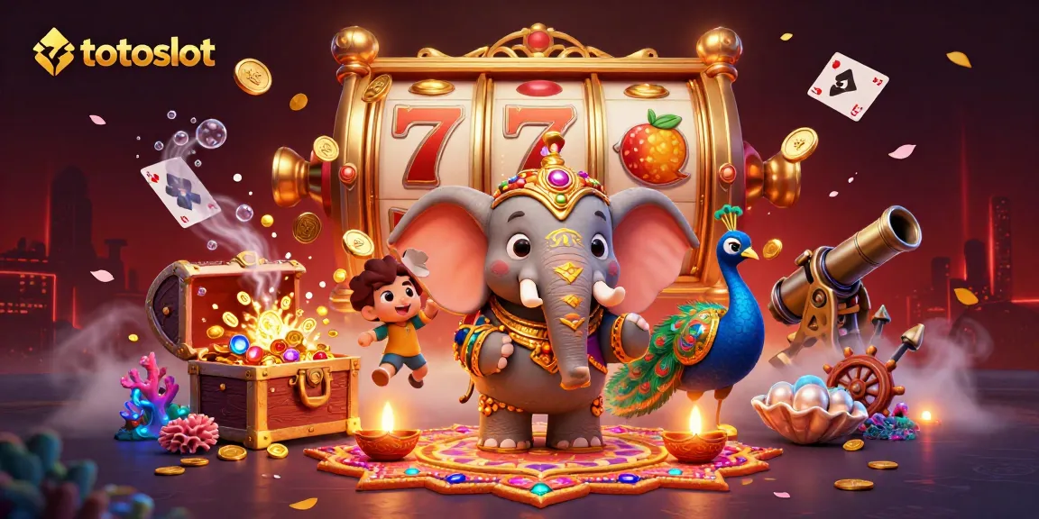 Engage with totoslot's vibrant 3D illustration showcasing dynamic themes and casino elements.
