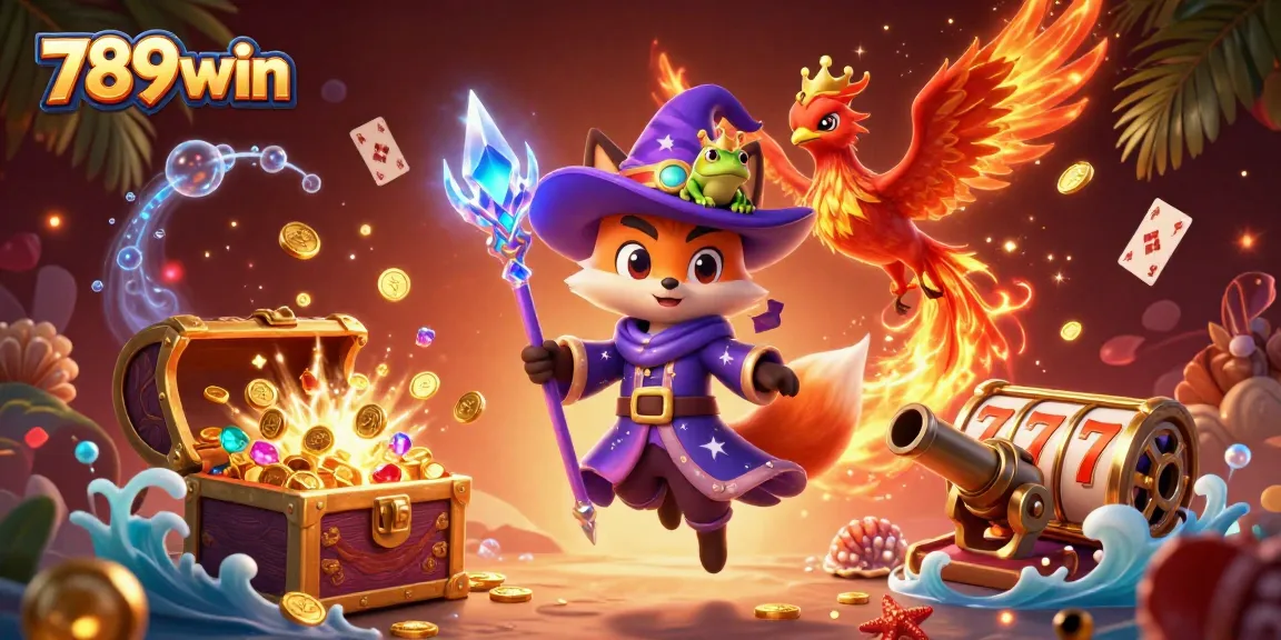 Win big with 789win's vibrant casino adventure featuring magical characters and game elements.