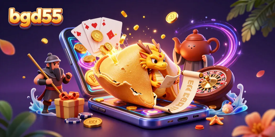 Experience the excitement of bgd55 with a vibrant casino-themed illustration featuring dynamic game elements.