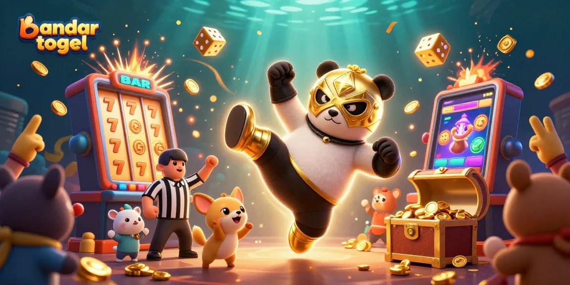 Experience thrilling bandar togel action with vibrant casino imagery and dynamic characters.