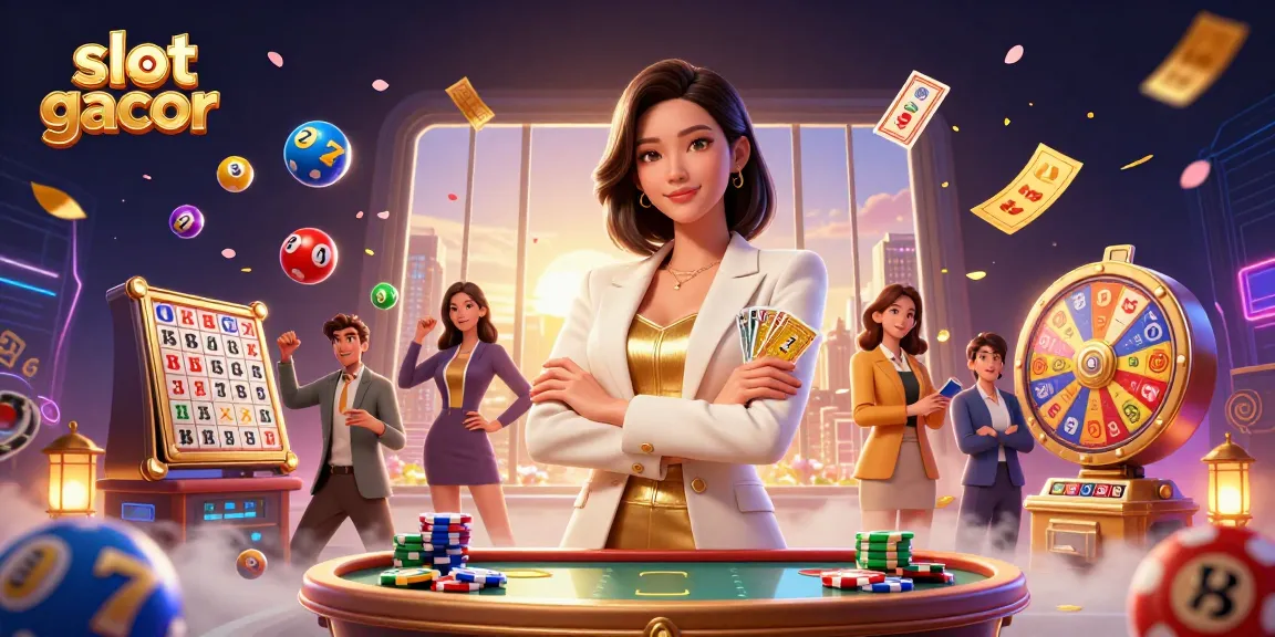 Experience winning strategies with slot gacor, vibrant symbols, and dynamic gameplay highlighted in this illustration.