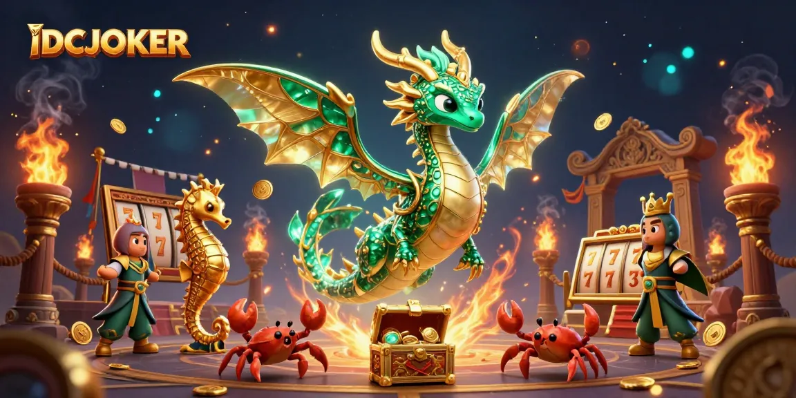 Experience IDCJOKER's thrilling slot adventure with a vibrant sea dragon and treasure hunt elements.