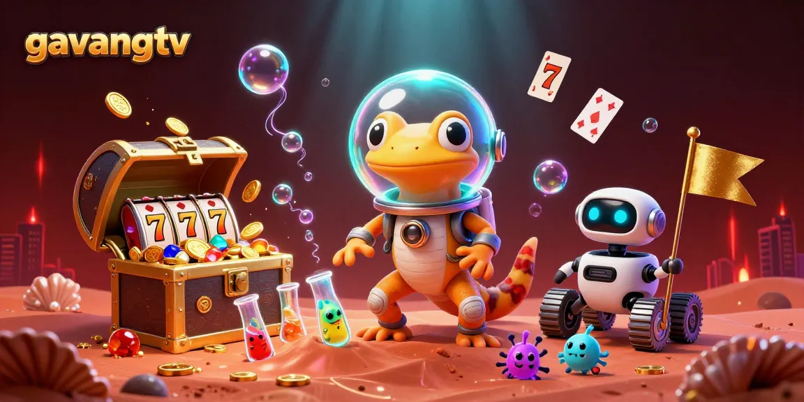 Watch the Martian gecko explore a golden casino on Mars with gavangtv branding!