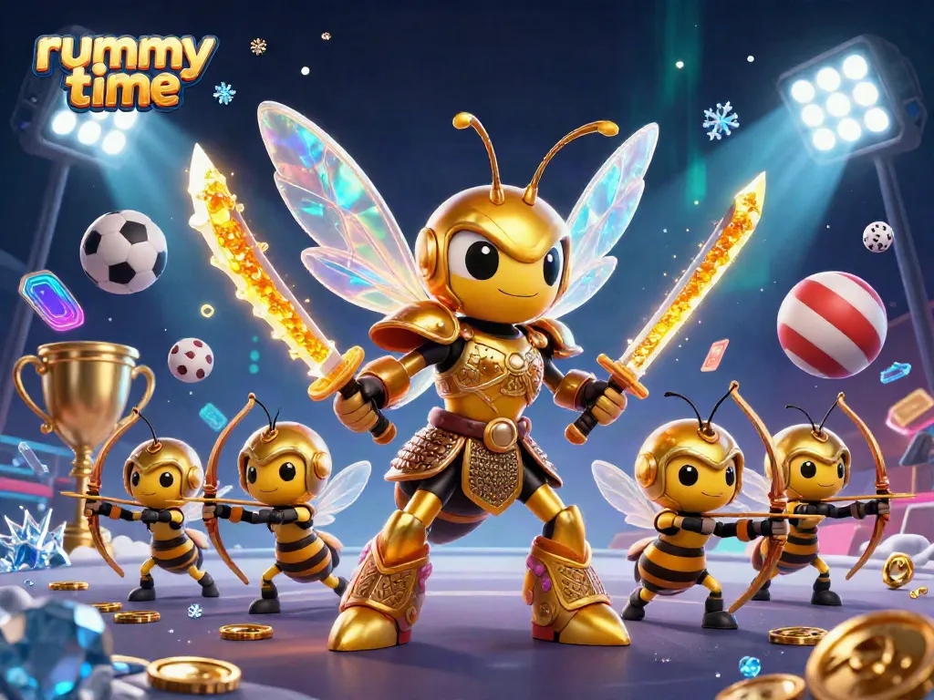 Experience dynamic rummy time gameplay with vibrant characters and action-packed gaming elements.