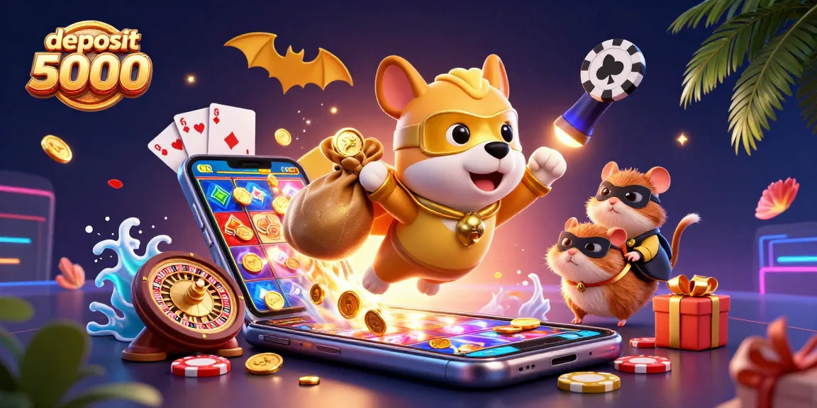 Experience thrilling gameplay with deposit 5000 in this vibrant casino adventure illustration.