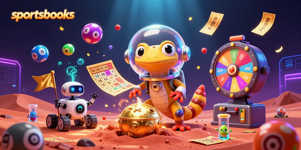 Engage with dynamic sportsbooks action at a vibrant Martian-themed casino scene