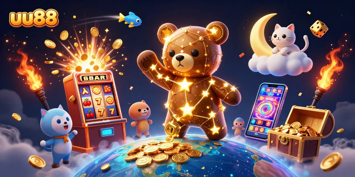 Win big at uu88 with thrilling slots and vibrant casino action depicting wild jackpots.