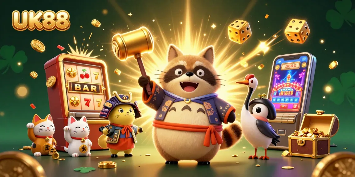 Win big at UK88 with our vibrant 3D illustration of exciting casino adventures!