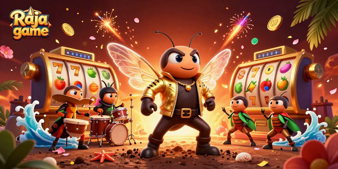 Players immerse in Raja game slots, celebrating with vibrant 3D illustrations and rewards.