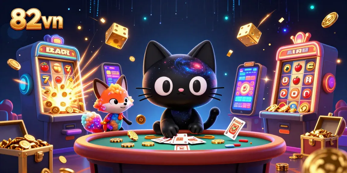 Experience the exciting casino atmosphere with 82 vn's vibrant cosmic gambling scene featuring unique characters.