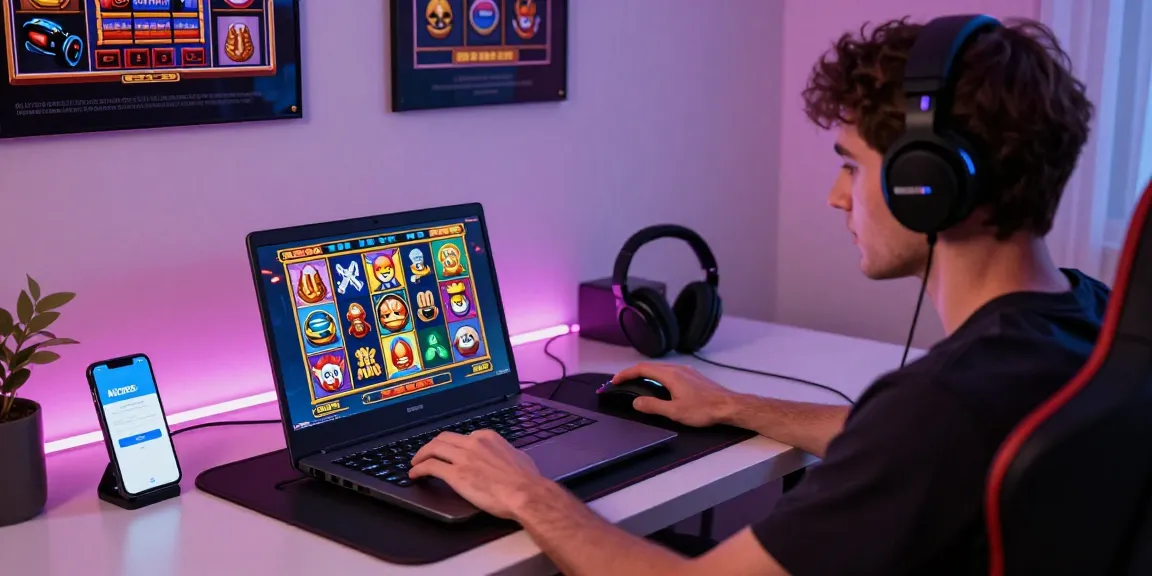 Player engaging with NX303 login on laptop during slot gaming session