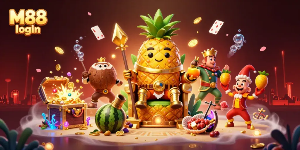 Experience exciting gameplay with M88 login featuring a vibrant beach casino scene and golden winning treasures.