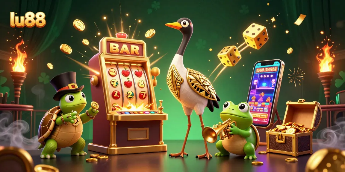 lu88 showcases an exciting 3D casino scene with vibrant characters and gameplay elements.