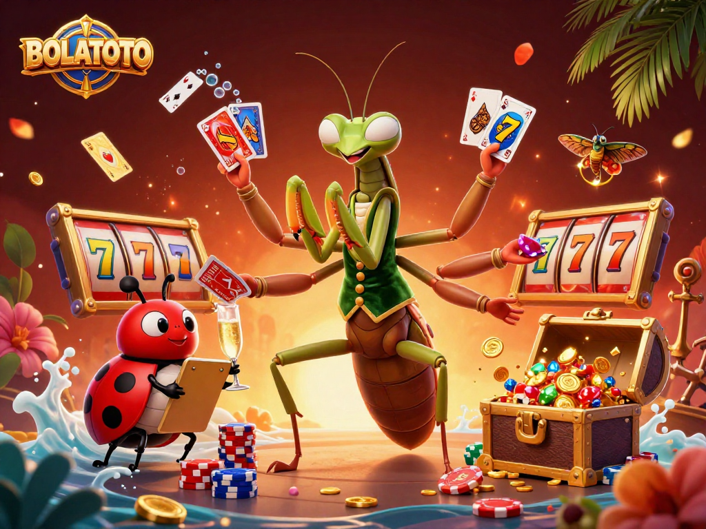BOLATOTO offers an engaging casino experience with jackpot opportunities amidst vibrant characters and rich imagery.