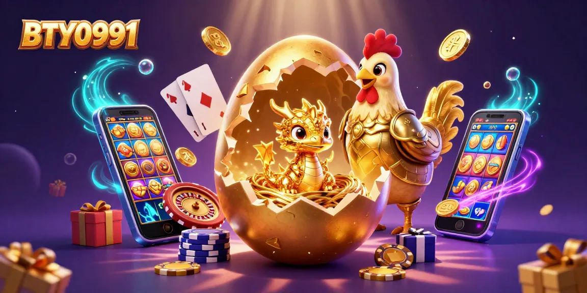 Experience the thrill of BTY0991 with a vibrant 3D dragon and slot game scene.