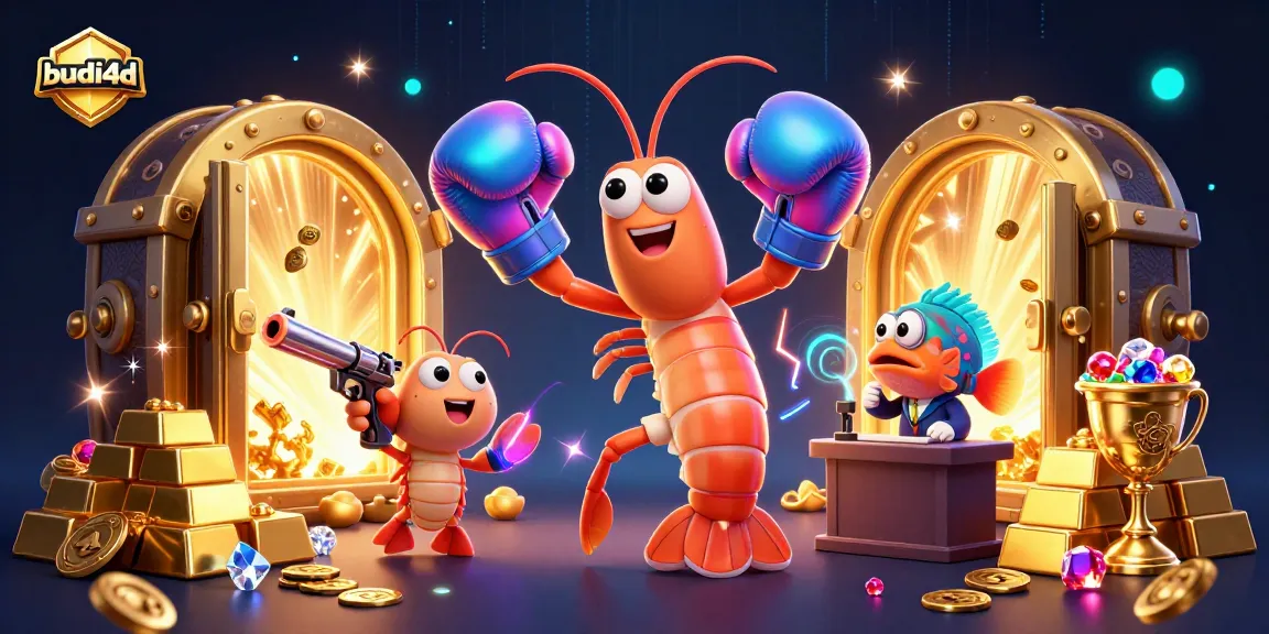 Experience thrilling moments with budi4d as the cartoon mantis shrimp and allies showcase epic wins in a vibrant casino world.