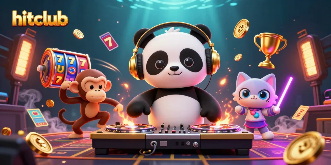 Win big at hitclub with a dynamic 3D casino scene featuring lively characters and colorful game elements.