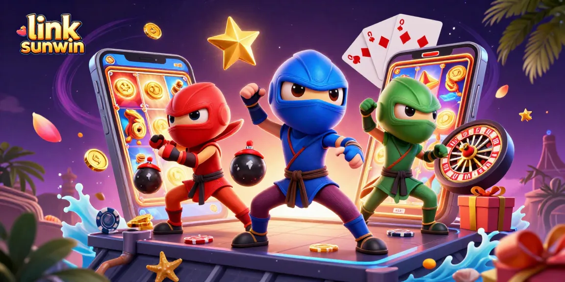 Experience thrill with link sunwin's colorful casino scene featuring an exciting array of games and prizes.