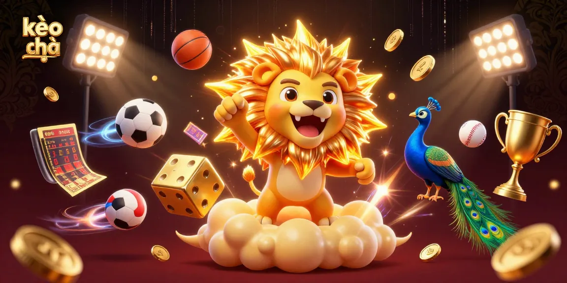 Bet on kèo nhà cái today with vibrant 3D cartoon characters, dice, and dynamic sports elements.